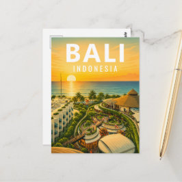 Oude Bali-ansichtkaart – Beachwalk Kuta Sunset Briefkaart