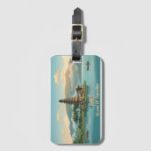 Oude Bali Ulun Danu Beratan Meer Tempel Reis Bagagelabel (Voorkant (verticaal))
