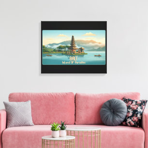 Oude Bali Ulun Danu Beratan Meer Tempel Reis Canvas Afdruk