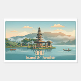 Oude Bali Ulun Danu Beratan Meer Tempel Reis Rechthoekige Sticker