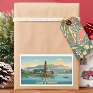 Oude Bali Ulun Danu Beratan Meer Tempel Reis Rechthoekige Sticker