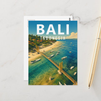 Oude Balinese ansichtkaart – Nusa Lembongan-brug Briefkaart