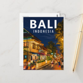 Oude Balinese ansichtkaart – Ubud nachtwinkelstraa Briefkaart