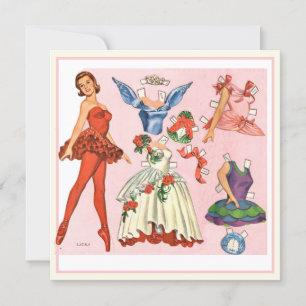 Oude Ballerina papieren pop kunstkaart Kaart