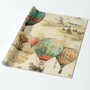 Oude Ballon Wildernis Kaart Berg Cadeaupapier