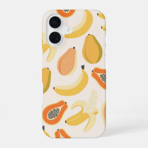 Oude Banaan & Papaja Patroon iPhone 16 Hoesje