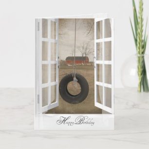 oude band schommel met schuur verjaardag kaart