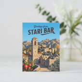 Oude Bar-vesting Montenegro Briefkaart (Staand voorkant)