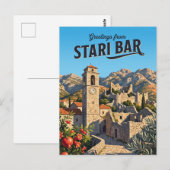Oude Bar-vesting Montenegro Briefkaart (Voorkant / Achterkant)