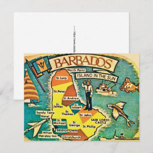 Oude Barbados Kaart Ansichtkaart