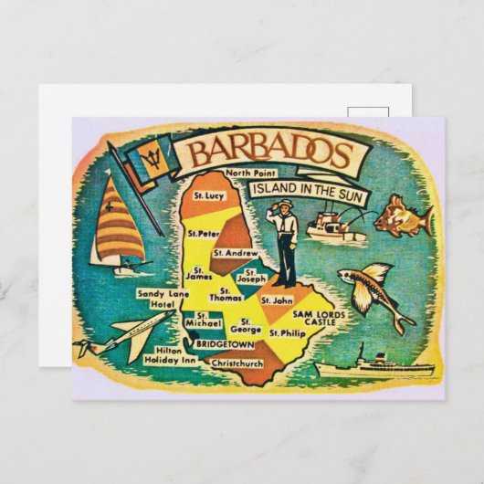 Oude Barbados Kaart Ansichtkaart (Voorkant / Achterkant)