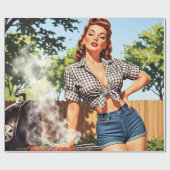 Oude Barbecue Pin-up Cadeaupapier (Vlak)