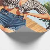 Oude Barbecue Pin-up Cadeaupapier (Hoek)