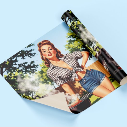 Oude Barbecue Pin-up Cadeaupapier
