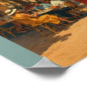 Oude Barcelone-reisposter met Middellandse Zee Poster (Hoek)