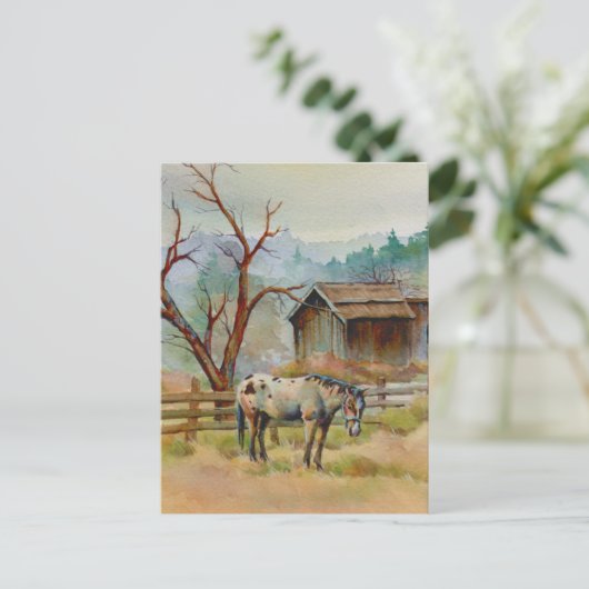 OUDE BARN EN APPALOOSA door SHARON SHARPE Briefkaart (Staand voorkant)