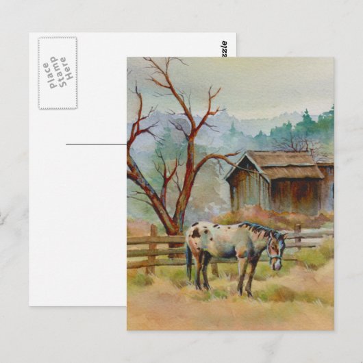 OUDE BARN EN APPALOOSA door SHARON SHARPE Briefkaart (Voorkant / Achterkant)
