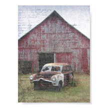 Oude Barn en Verlaten auto