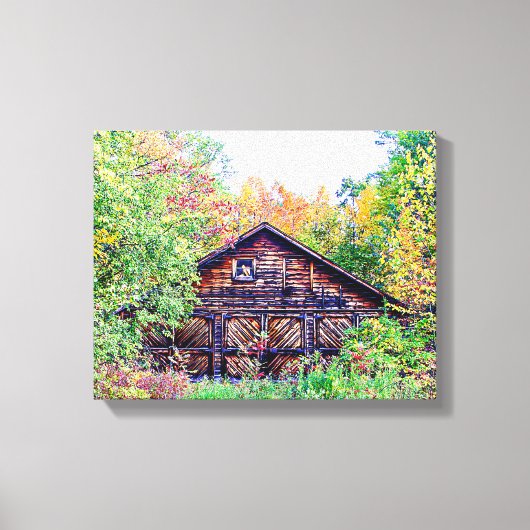 Oude Barn in de Herfst Canvas Afdruk (Voorkant)