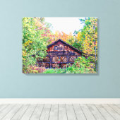 Oude Barn in de Herfst Canvas Afdruk (Insitu (Houten vloer))
