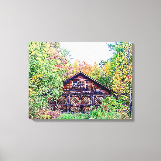Oude Barn in de Herfst Canvas Afdruk (Voorkant)