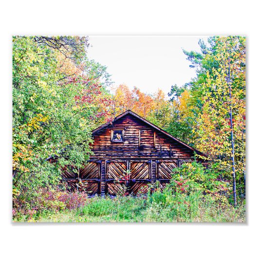 Oude Barn in de Herfst Foto Afdruk (Voorkant)