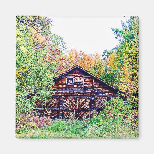 Oude Barn in de Herfst Magneet (Voorkant)
