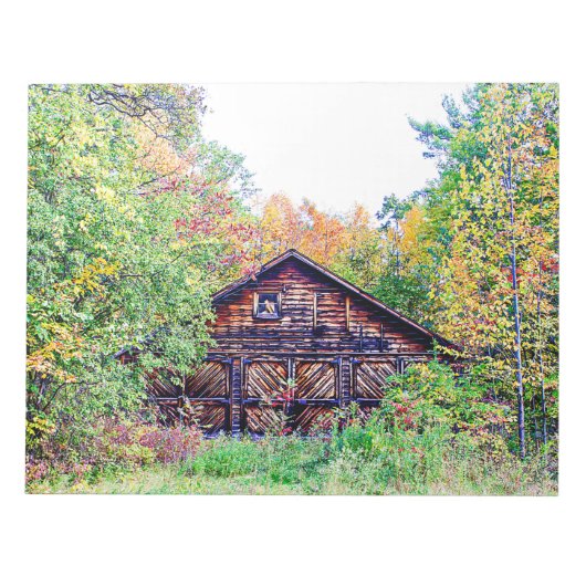 Oude Barn in de Herfst Notitieblok (Voorkant)