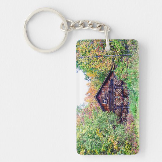 Oude Barn in de Herfst Sleutelhanger (Voorkant)