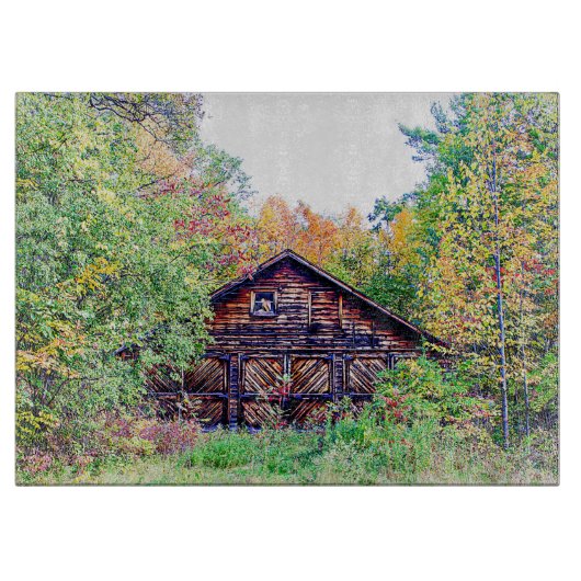 Oude Barn in de Herfst Snijplank (Voorkant)