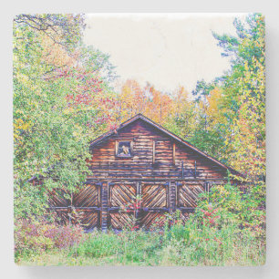 Oude Barn in de Herfst Stenen Onderzetter