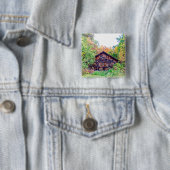 Oude Barn in de Herfst Vierkante Button 5,1 Cm (In situ)