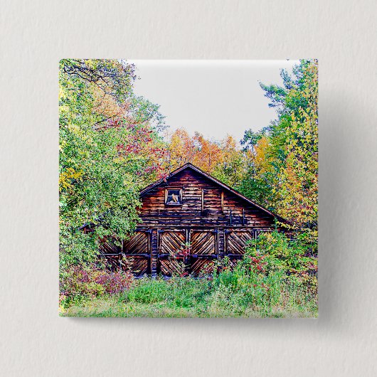 Oude Barn in de Herfst Vierkante Button 5,1 Cm (Voorkant)