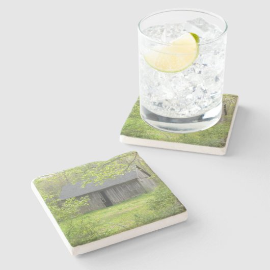 Oude Barn in de lente Stenen Onderzetter (Zijkant)