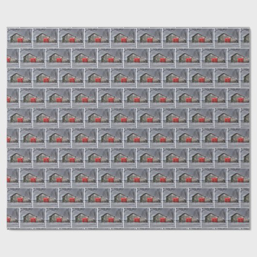 Oude Barn in de winter Cadeaupapier (Vlak)