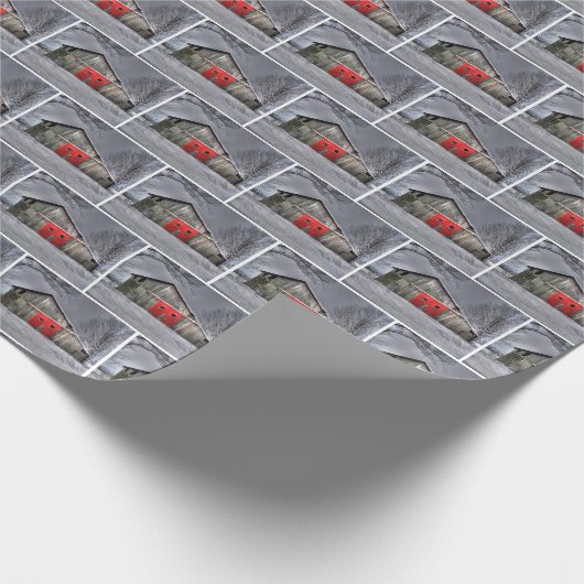 Oude Barn in de winter Cadeaupapier (Hoek)