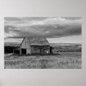 Oude Barn met Sky "Black and White" Poster (Voorkant)