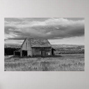 Oude Barn met Sky "Black and White" Poster