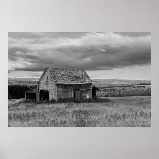 Oude Barn met Sky "Black and White" Poster (Voorkant)