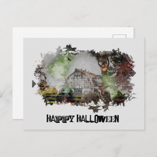 *~* OUDE BARN SPOOKY BARN GHOST HALLOWEEN Briefkaa Briefkaart (Voorkant / Achterkant)
