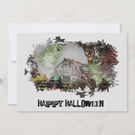 *~* OUDE BARN SPOOKY BARN GHOST HALLOWEEN CARD (Voorkant)