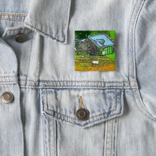 OUDE BARN VIERKANTE BUTTON 5,1 CM (In situ)