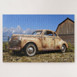 Oude  barn vindt auto automobile Jigzaag Puzzle Legpuzzel