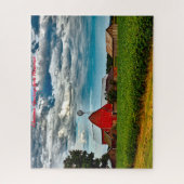 Oude Barn Wisconsin.kerstgroeten Legpuzzel (Verticaal)