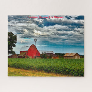 Oude Barn Wisconsin.kerstgroeten Legpuzzel