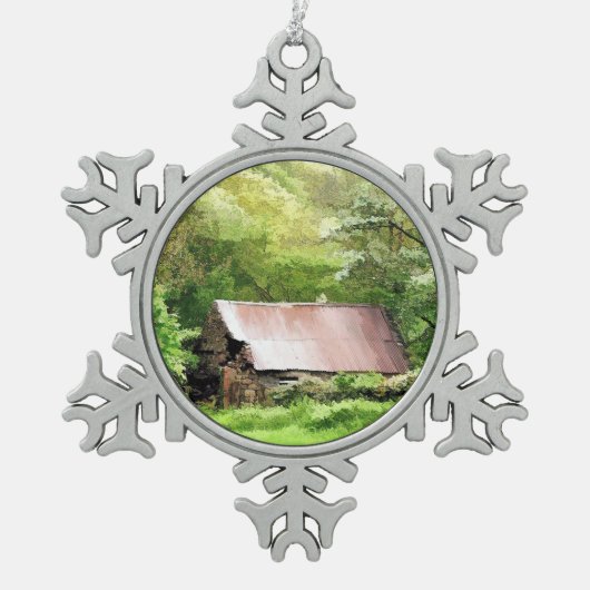 OUDE BARNS TIN SNEEUWVLOK ORNAMENT (Voorkant)