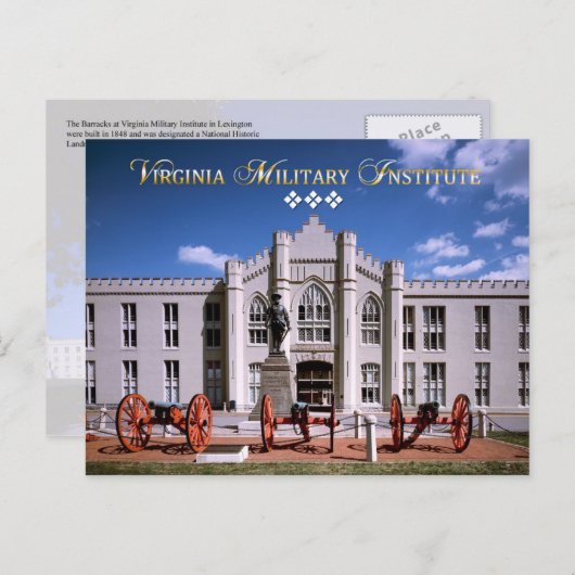 Oude Barracks (Stonewall Jackson Arch), VMI Briefkaart (Voorkant / Achterkant)