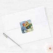 Oude Baseball, Kinderen, Jongens die sporten doen Vierkante Sticker (Envelop)