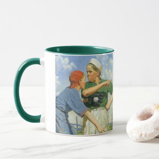Oude Baseball, Kinderen, Jongens die Sporten Mok (Met donut)