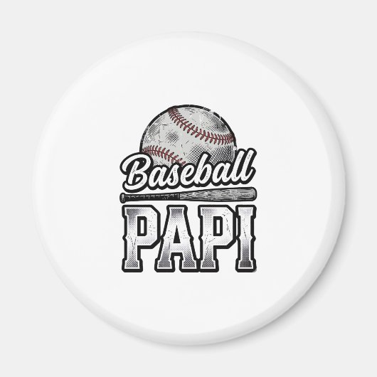 Oude Baseball Papi Versleten Vader T-shirt Ontwerp Magneet (Voorkant)